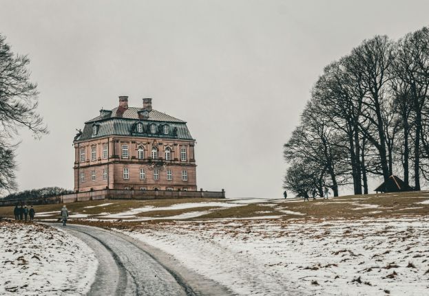 The Hermitage Palace on a winter day with snow on the ground